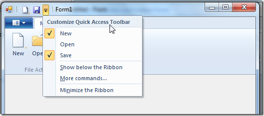 سورس پروژه ی Windows Ribbon برای WinForms بخش 16 QuickAccessToolbar در #C